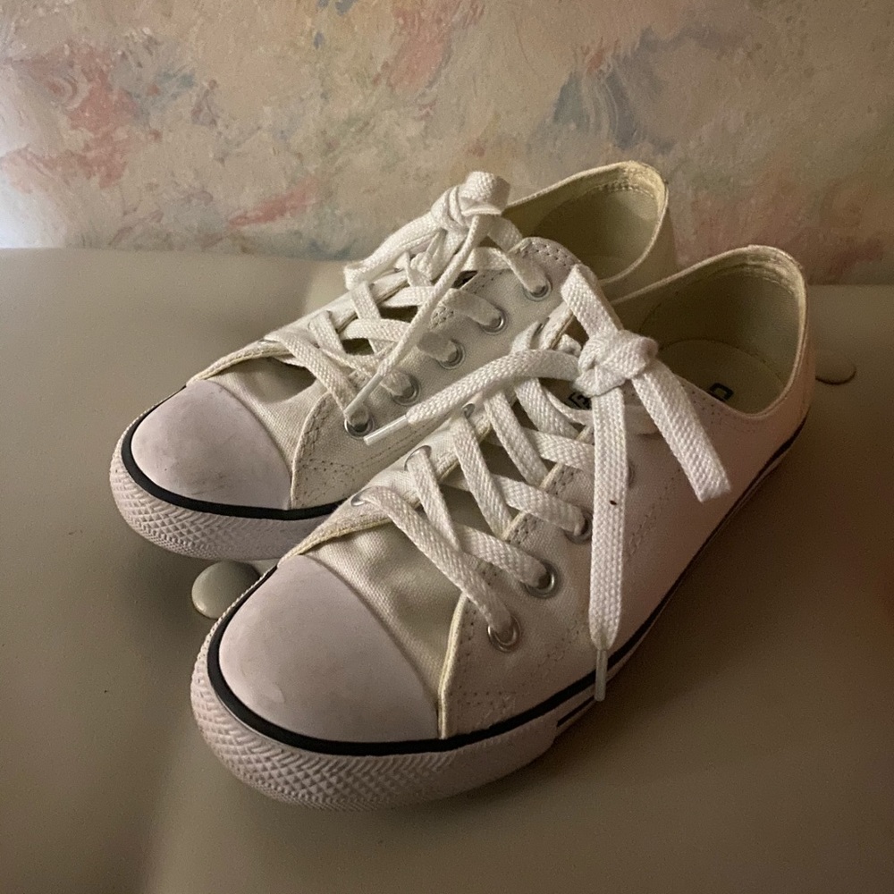 Lightly Worn White and Black Low Top Converse